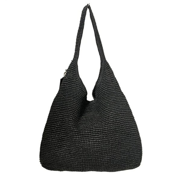 Auth COACH - cal99 Black Straw Shoulder Bag - Picture 2 of 9